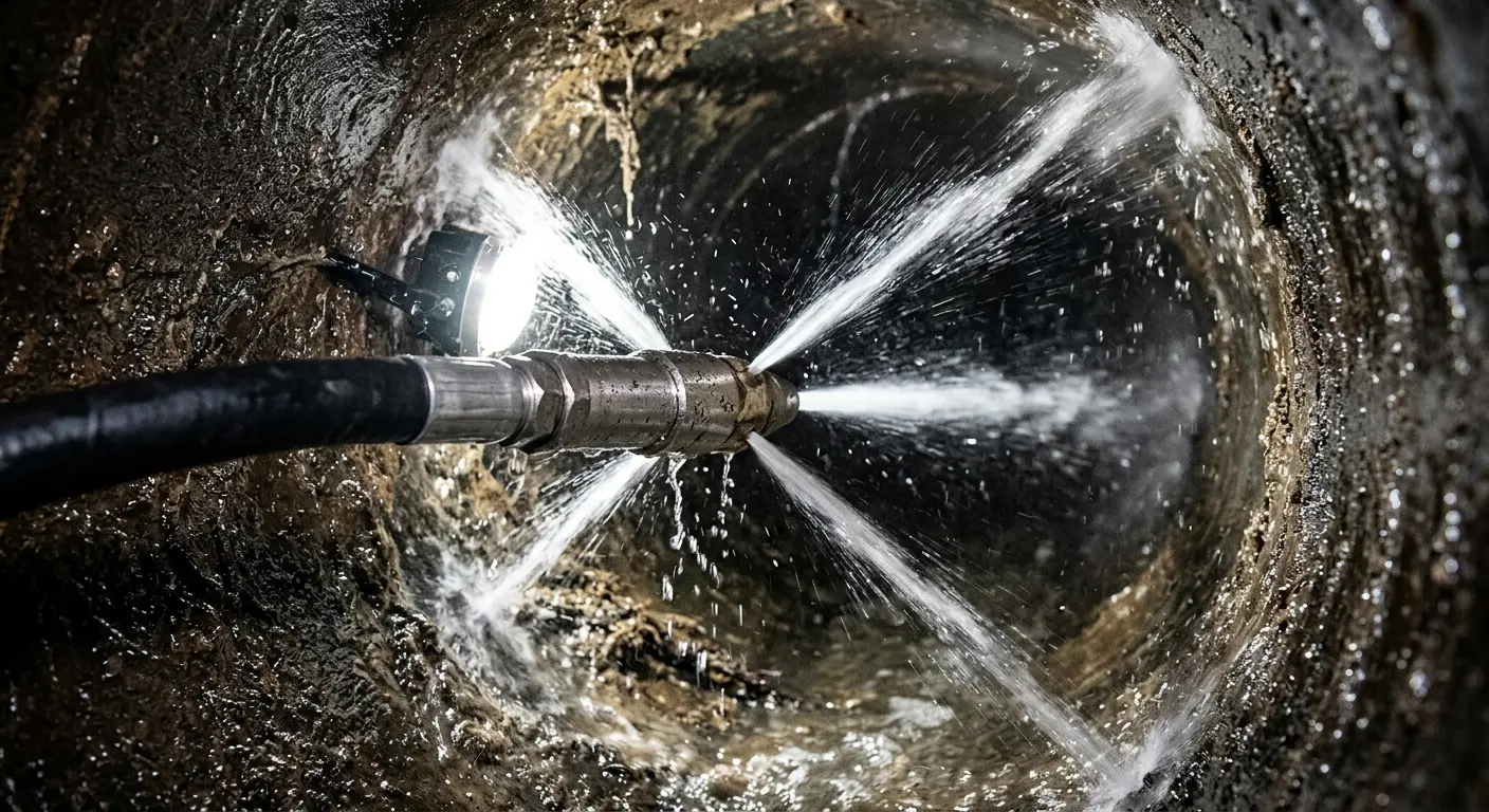 High-pressure hydro jetting nozzle cleaning sewer pipe for Storm Drain Cleaning in Crestview